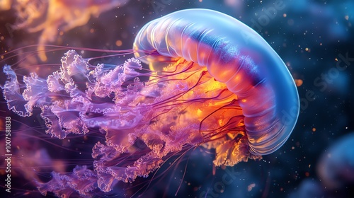 Abstract fractallike brain of a jellyfish, Jellyfish Neural Network, primitive brain structure in marine life photo