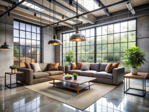 A modern industrial living room