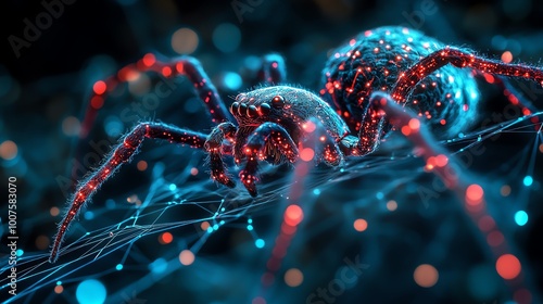 Neural diagram of a spiders brain with webbuilding circuits, Spider Brain System, instinct and complex behavior concept photo