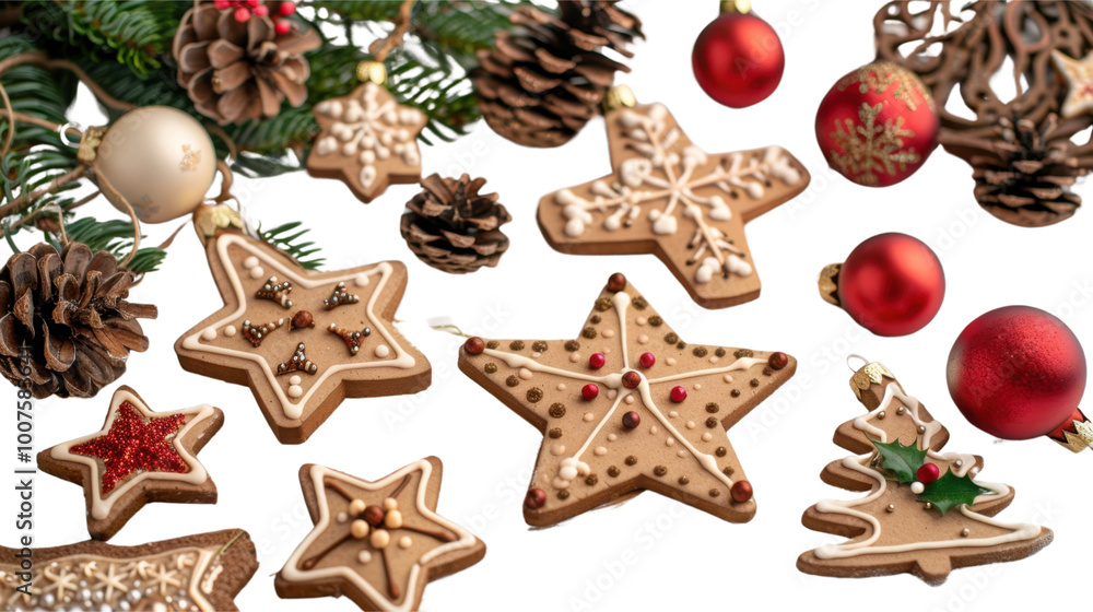 Holiday ornaments on a wooden table on white background Holiday ornaments on a wooden table on white background