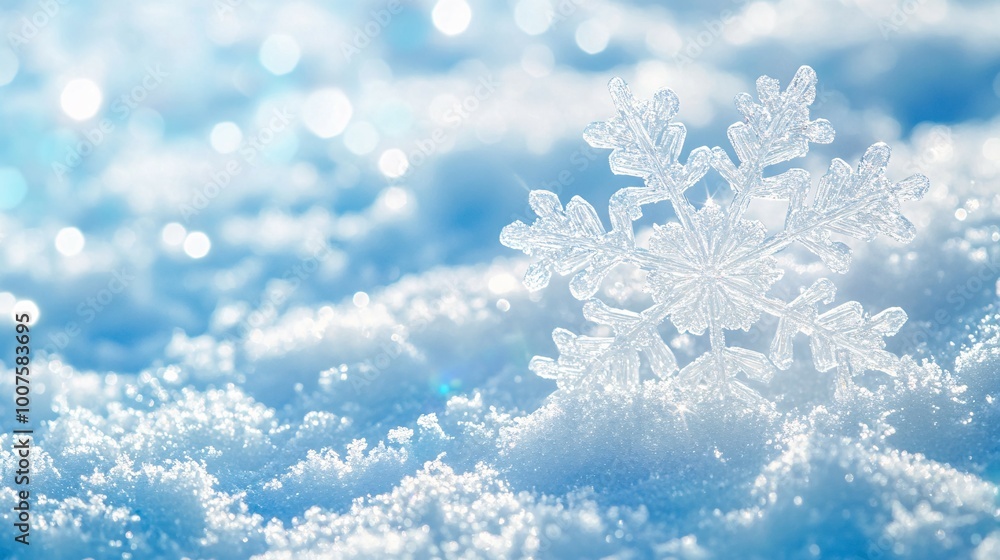 A Delicate Snowflake Resting on Pristine Snow A Delicate Snowflake Resting on Pristine Snow