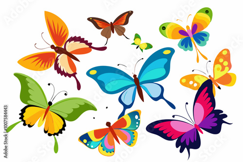 collection of monarch butterflies vector art illustration