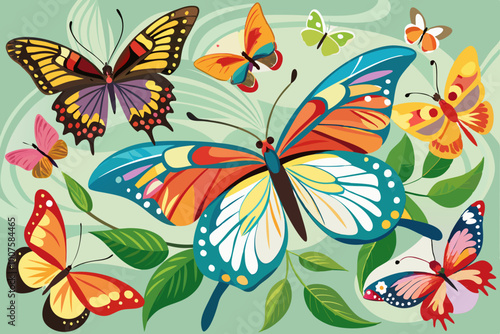 collection of monarch butterflies vector art illustration photo