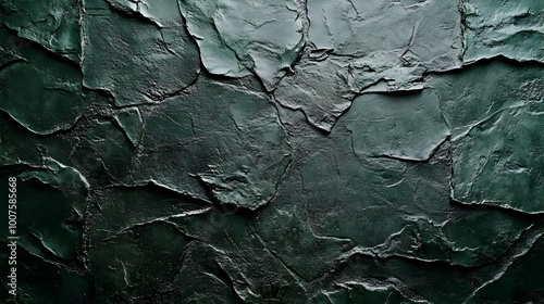 Abstract Background Texture: Dark Green Cracked Wall