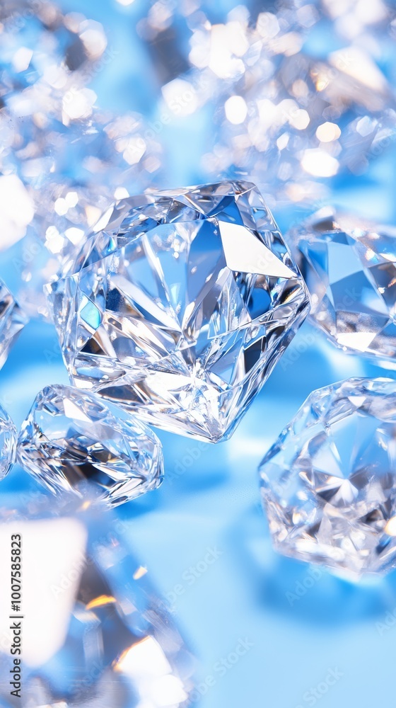 Close-up of sparkling diamonds with rainbow reflections on a soft pastel pink background, creating a luxurious and dazzling visual effect. Close-up of sparkling diamonds with rainbow reflections on a soft pastel pink background, creating a luxurious and dazzling visual effect.