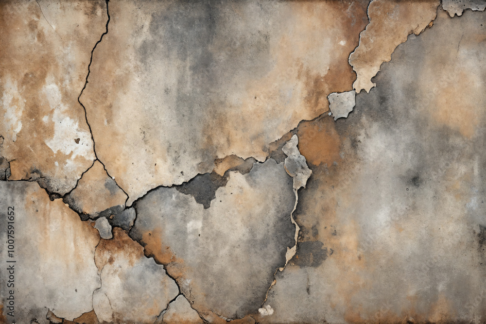 Rust-stained and peeling wall texture with weathered, cracked surface Rust-stained and peeling wall texture with weathered, cracked surface