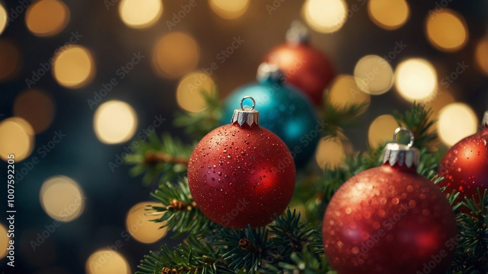Bokeh effect background wallpaper covered with Christmas ornaments Bokeh effect background wallpaper covered with Christmas ornaments