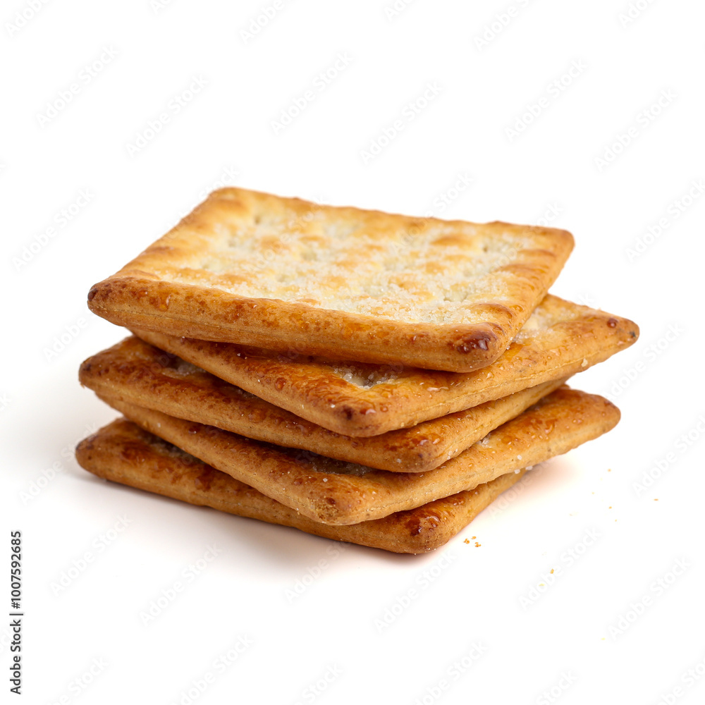 Biscuit crackers with sugar flavor. Isolated on white background. Biscuit crackers with sugar flavor. Isolated on white background.