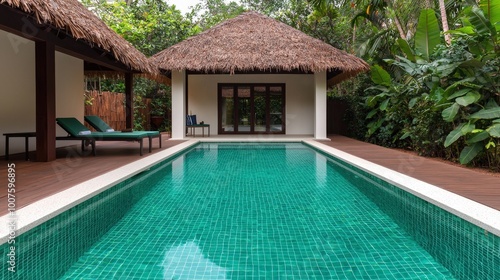 Tropical Villa with Private Infinity Pool and Lush Greenery