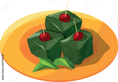 Paan meal. Green indian dish cartoon icon