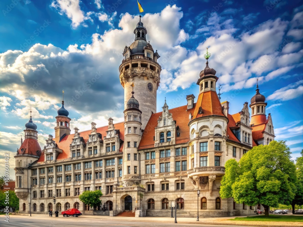 Beautiful architectural view of Neues Rathaus in Leipzig showcasing its grandeur and historical significance Beautiful architectural view of Neues Rathaus in Leipzig showcasing its grandeur and historical significance