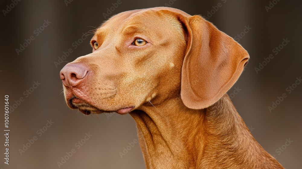 Portrait of a Hungarian Vizsla Dog with Brown Fur and Big Ears Portrait of a Hungarian Vizsla Dog with Brown Fur and Big Ears