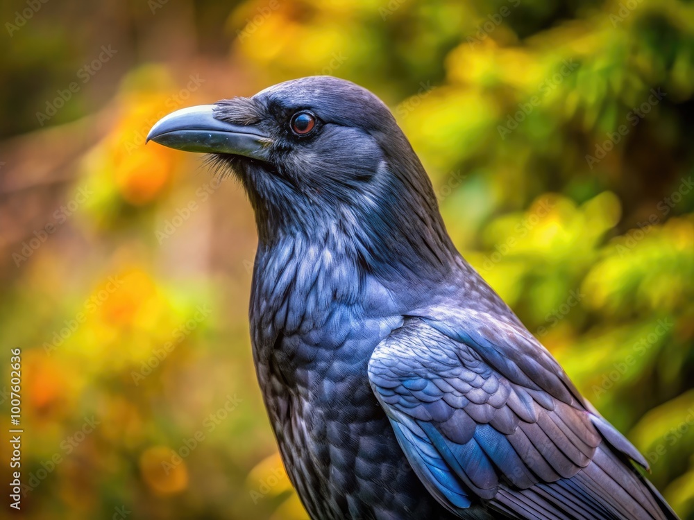 Fototapeta premium Beautiful Crow Bird Wallpaper Featuring Dark Feathers and Majestic Posture on a Natural Background