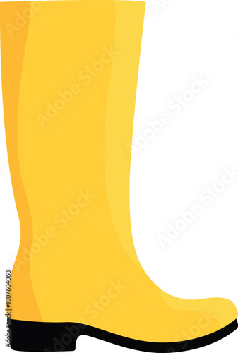 Yellow rubber boot. Autumn rainy weather footwear