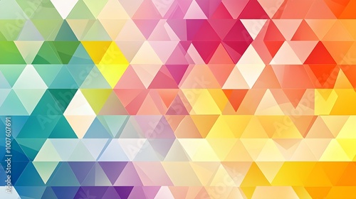 A vibrant and colorful triangle pattern seamlessly blending into a light solid color background, creating a visually striking composition