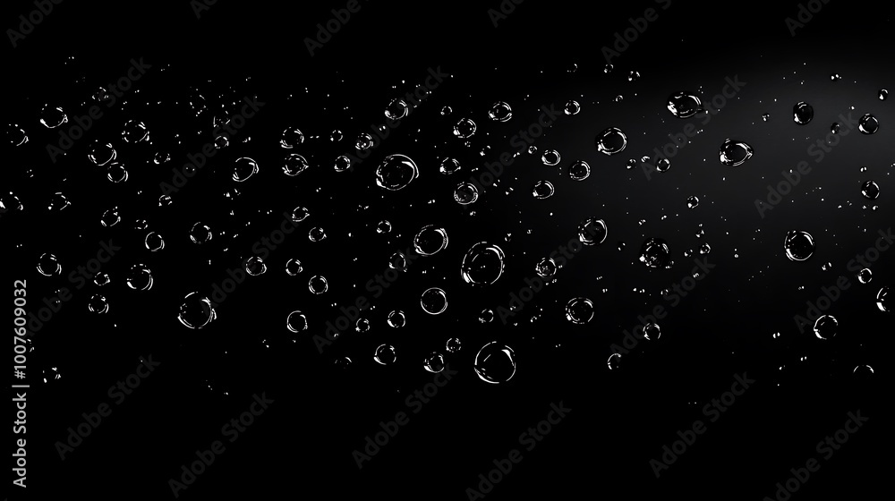Water drops on a black background. Glass texture with droplets. Surface wet with dew. Abstract wallpaper in bubbles. Water drops on a black background. Glass texture with droplets. Surface wet with dew. Abstract wallpaper in bubbles.