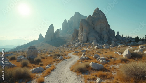 View of Mount Nemrut in Turkey during a sunny day