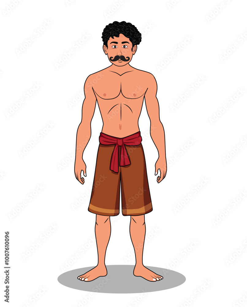 Character Design Village Man Standing in Cartoon Style Character Design Village Man Standing in Cartoon Style