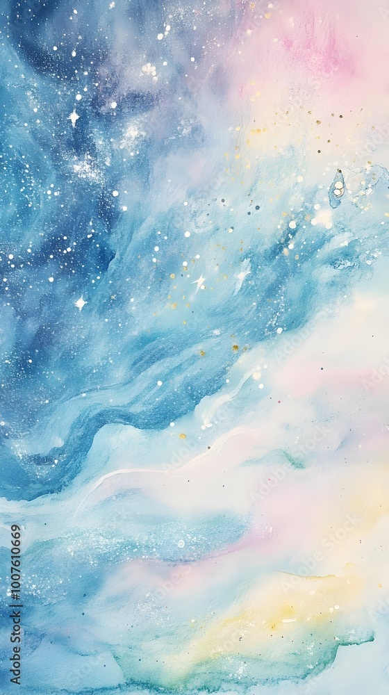 A dreamy galaxy scene rendered in soft watercolor strokes, showcasing a blend of colors that evoke a sense of wonder and tranquility A dreamy galaxy scene rendered in soft watercolor strokes, showcasing a blend of colors that evoke a sense of wonder and tranquility