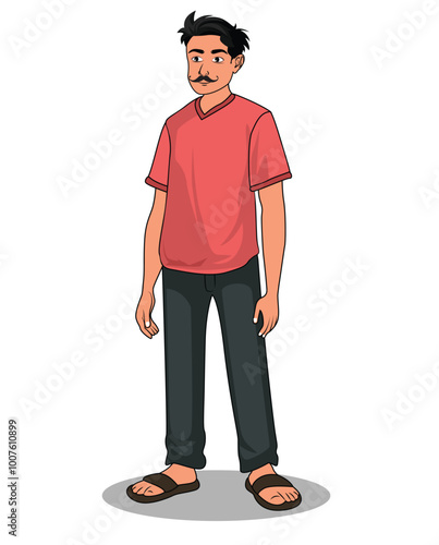 Standing Village Man Cartoon Character Art