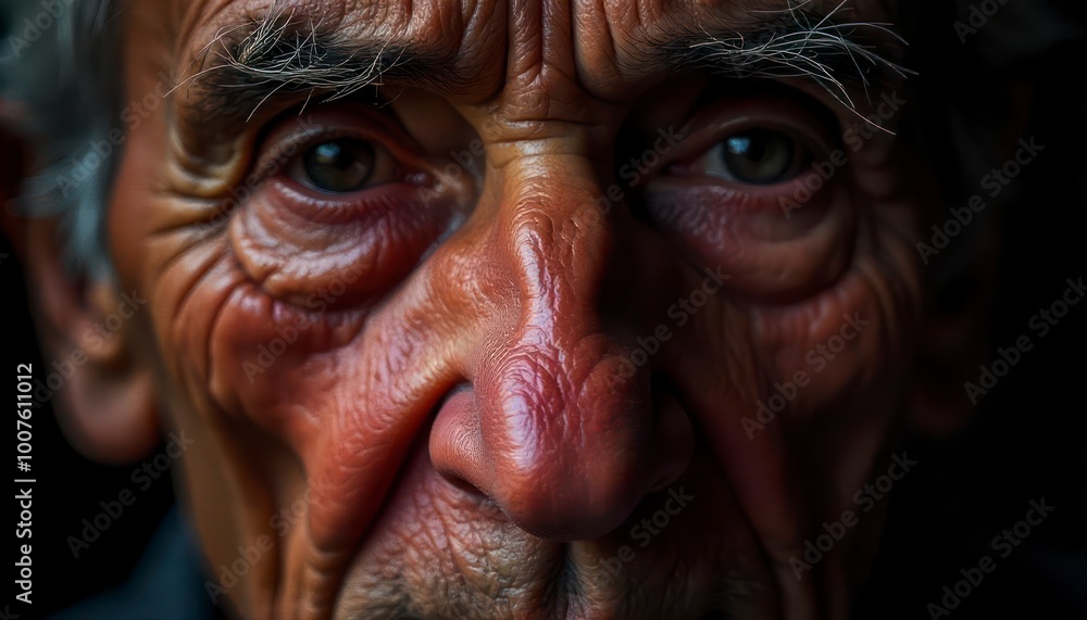 Close-up of old and weathered human face Close-up of old and weathered human face