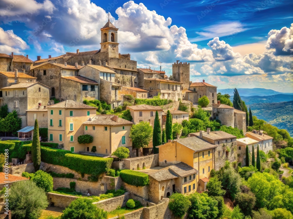 Naklejka premium Charming Old Town in Provence Alpes Cote d'Azur Showcasing Historic Architecture and Scenic Streets