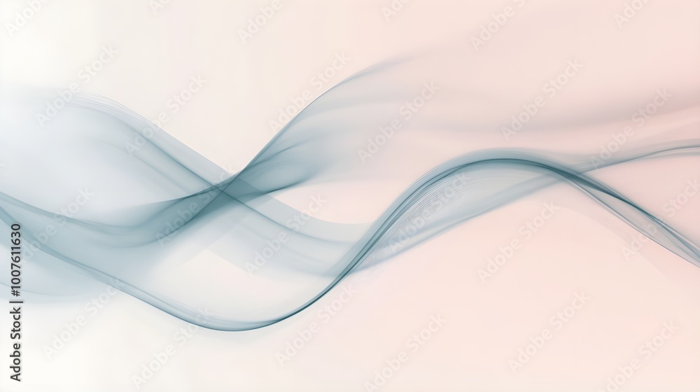 Fototapeta premium A gentle wave pattern in soft pastel colors flowing across a light solid color background, creating a serene and calming atmosphere