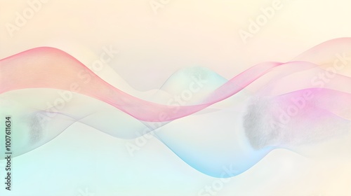 A gentle wave pattern in soft pastel colors flowing across a light solid color background, creating a serene and calming atmosphere