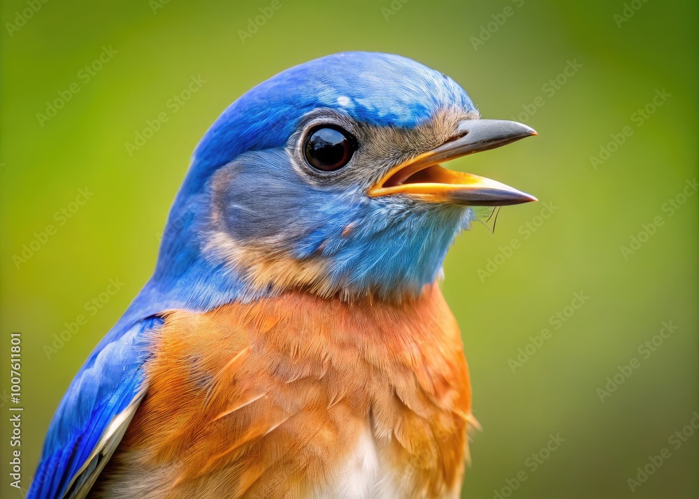 Obraz premium Cheerful Cartoon Bluebird with Bright Colors and Expressive Features Against a Simple Background