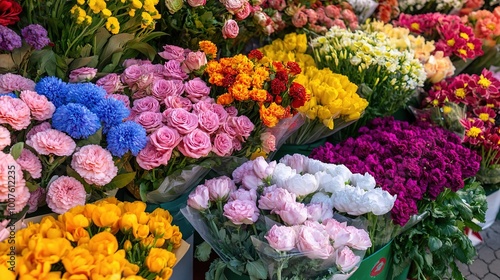 Vibrant Flower Arrangement for Market Display