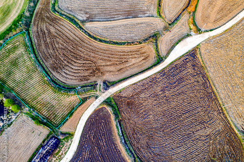 Aerial view of empty ground before cultivation near Anseong-si, South Korea photo