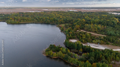 Aerial shot of Lake Audrey and the boat ramp in Maurice River Township. photo