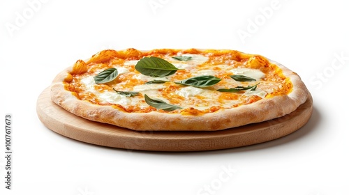 Classic Margherita Pizza with Fresh Basil Leaves