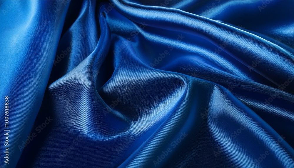 Closeup of blue satin fabric Closeup of blue satin fabric