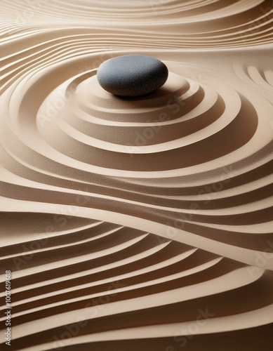 Zen garden with stone