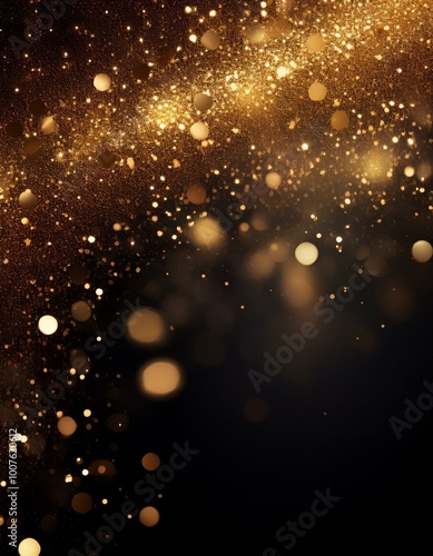 Golden glitter on black