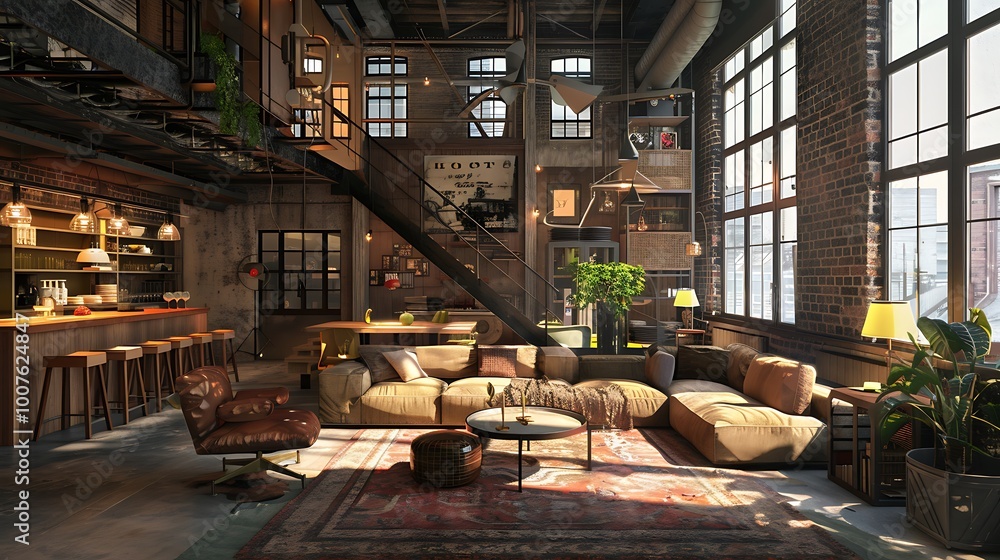 Loft living room interior design with white sofa Loft living room interior design with white sofa