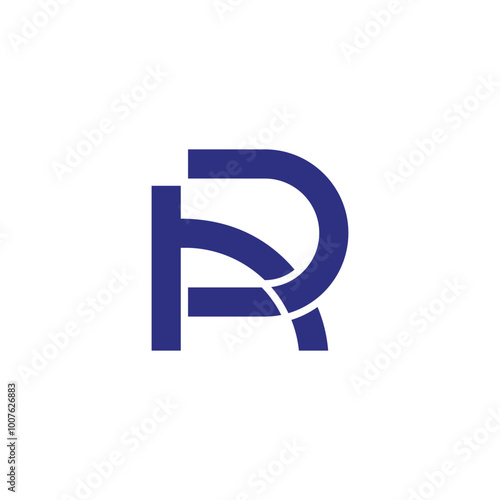 letter ar linked geometric lines blue logo vector