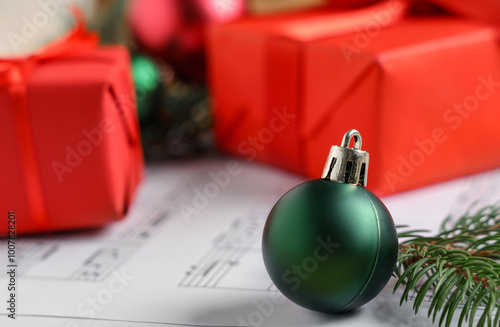 Christmas ball, music sheet...