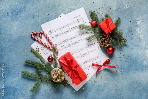 Composition with music shee...