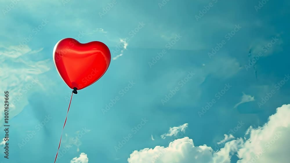 A heart-shaped balloon floats in the sky on a bright, sunny day A heart-shaped balloon floats in the sky on a bright, sunny day