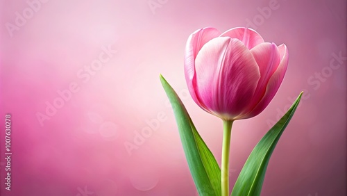 A Delicate Pink Tulip with a Softly Blurred Background, Evoking a Sense of Tranquility and Beauty