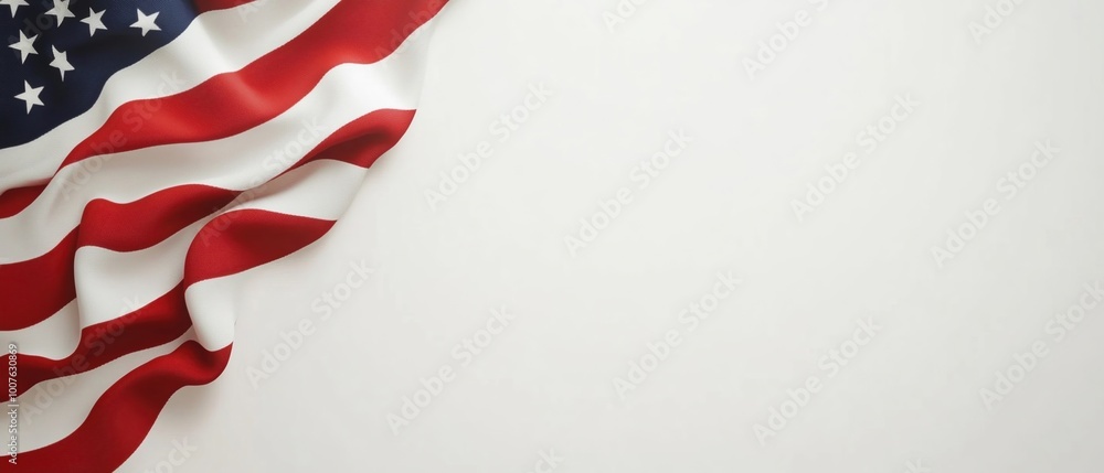American Flag Draped on White Background American Flag Draped on White Background