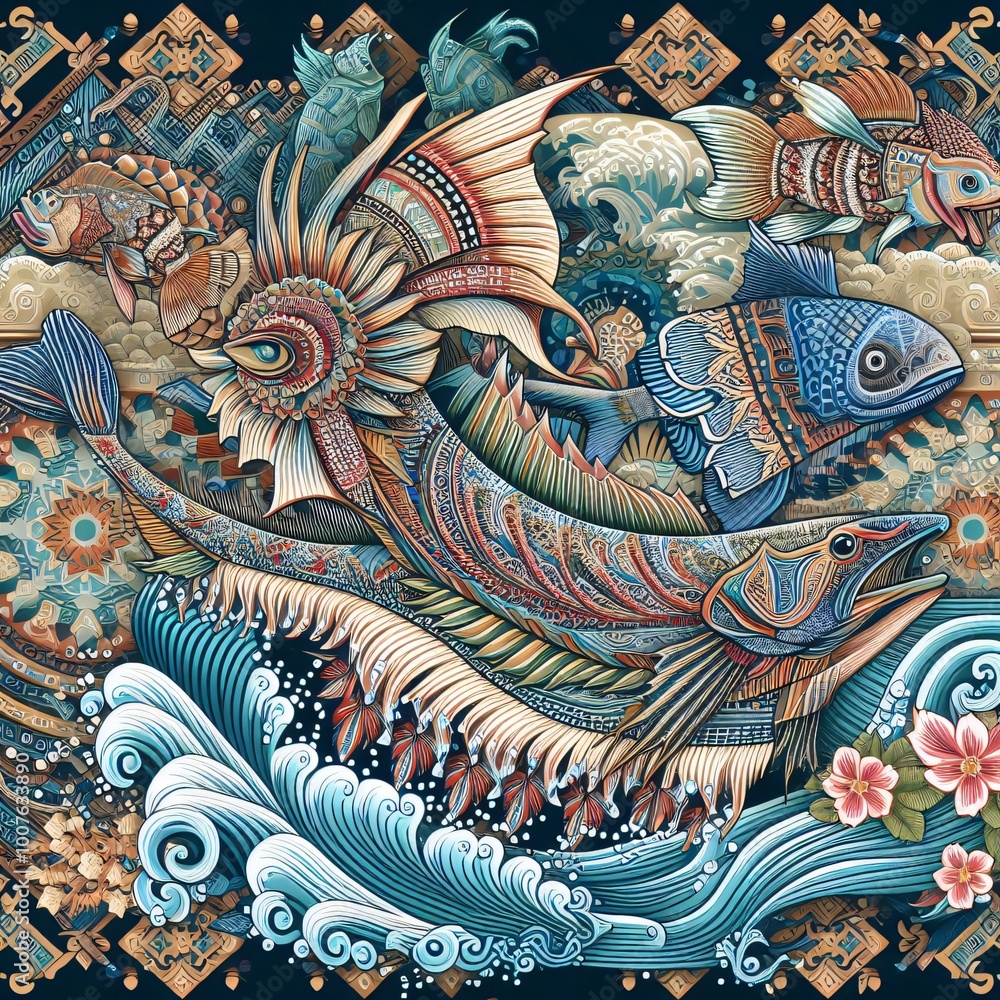 Fototapeta premium thai painting on wall
