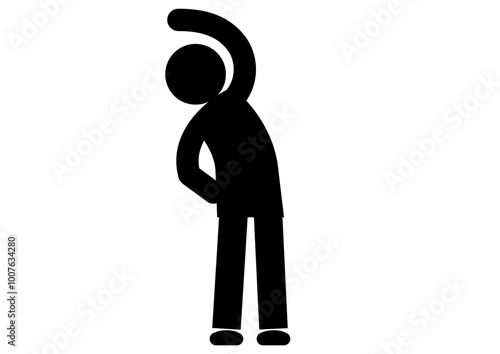 健康の為に体を動かすピクトグラム。怪我防止のための準備体操。