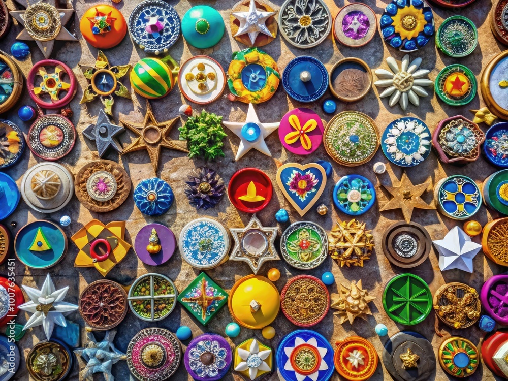 Diverse Religious Emblems Representing Various Faiths and Spiritual Beliefs in a Colorful Display Diverse Religious Emblems Representing Various Faiths and Spiritual Beliefs in a Colorful Display