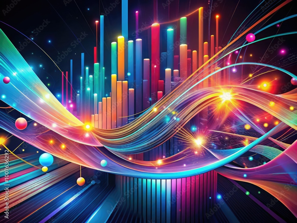 Obraz premium Dynamic Abstract Graphics Broadcast with Colorful Lines and Shapes for Modern Digital Displays