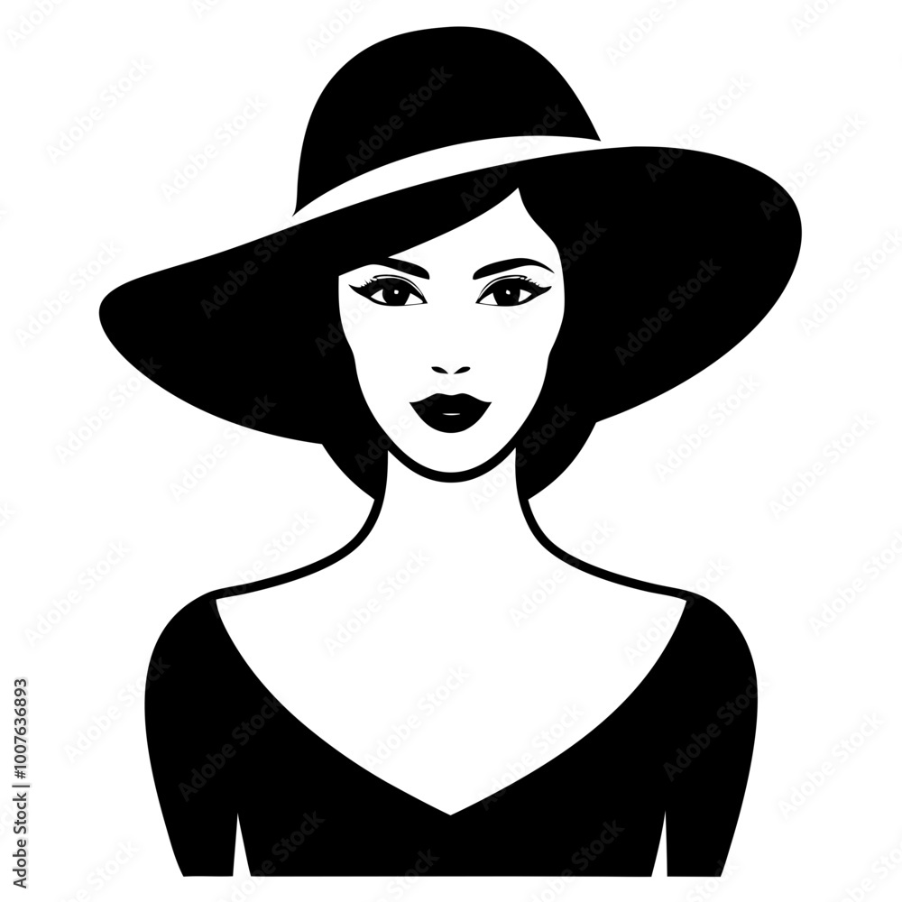 beautiful woman in hat vector a girls with cap silhouette illustration ...