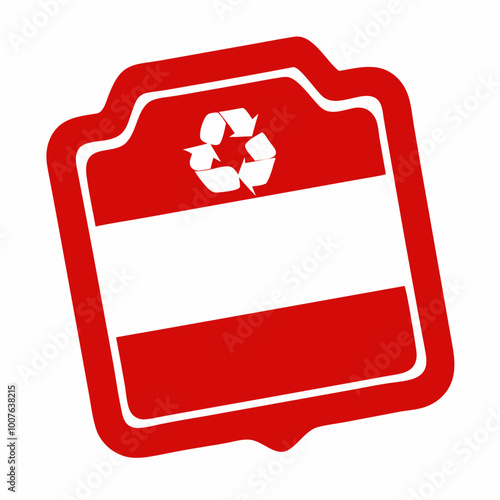 Red Recycling Stamp with White Blank Space in Rectangular Design