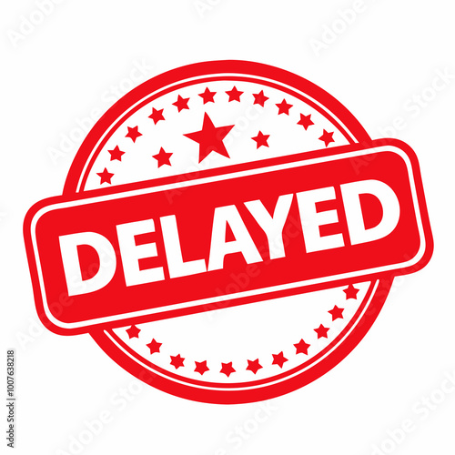 Red Delayed Stamp with Stars in Circular Design